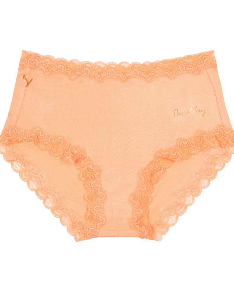 Front of a size 2XLarge Soft Silks Days of the Week Panties in Thirstday in Papaya Punch by Uwila Warrior. | dia_product_style_image_id:242547